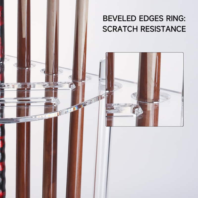 GSE™ Premium Clear Acrylic 8-Pool Cue Corner-Style Billiard Pool Cue Rack. Floor Stand Pool Cue Stick Holder - White