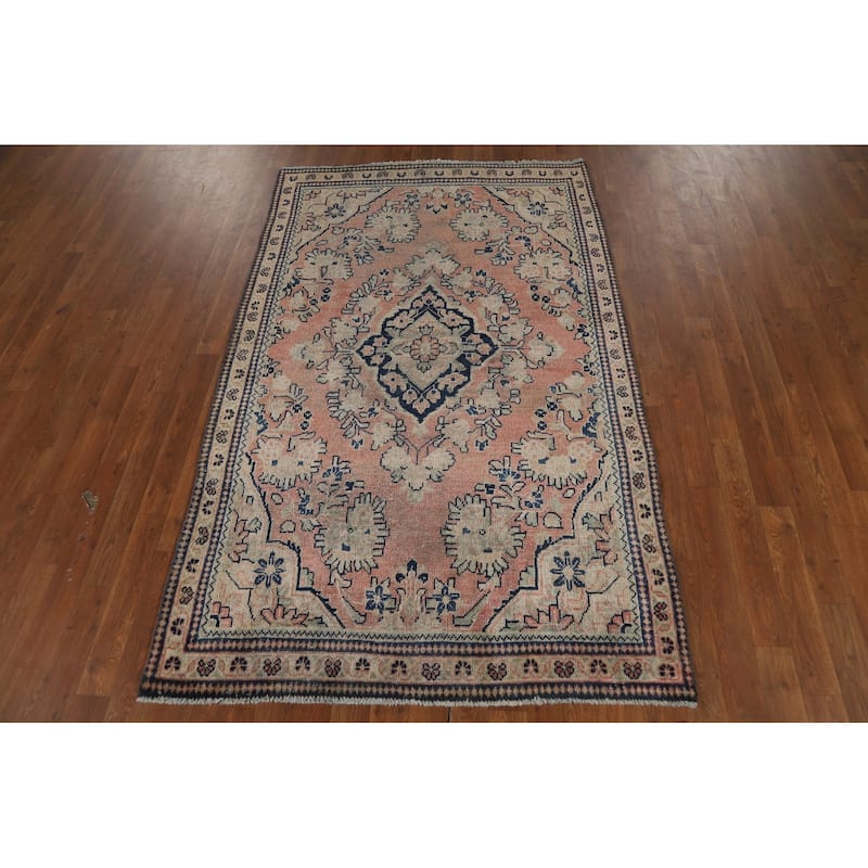 Antique Pink Mahal Persian Area Rug Handmade Wool Carpet - 4'0" x 6'6"