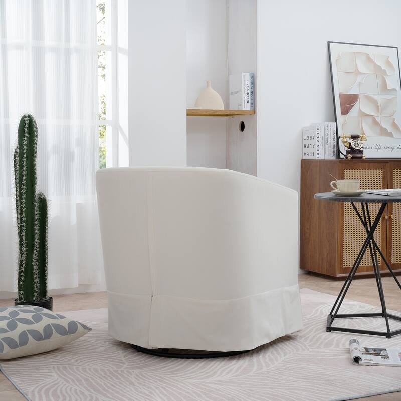 Solid Wood Frame Padded Seat Swivel Chair.
