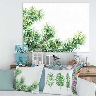 Designart "Pine Tree Branches" Traditional Canvas Wall Art Print - Bed ...