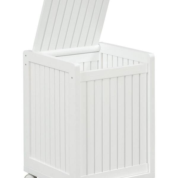 Shop 24 White Solid Square Rolling Laundry Hamper With Lid
