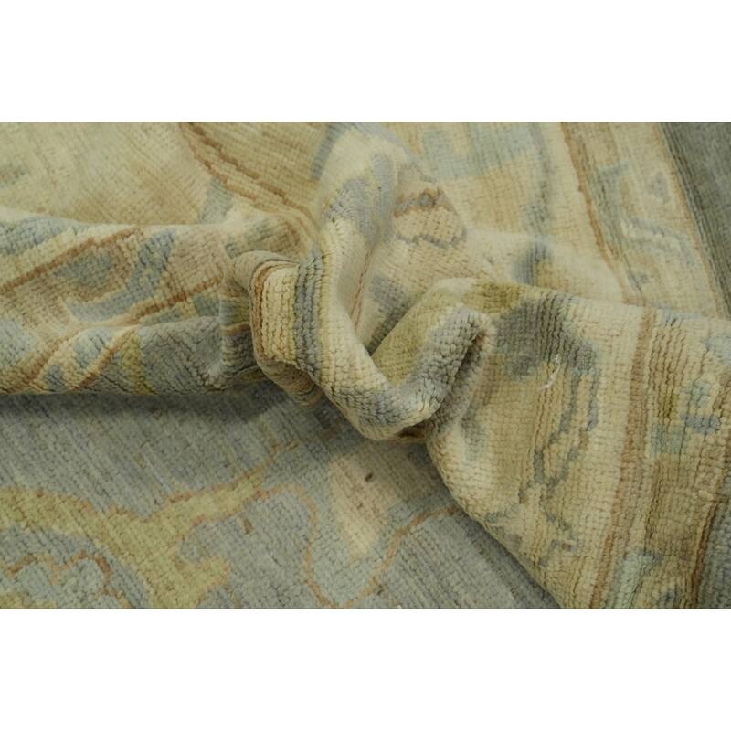 Vegetable Dye Gray Oushak Turkish Large Rug, Floral Geometric Carpet - 13' 9'' X 10' 3''