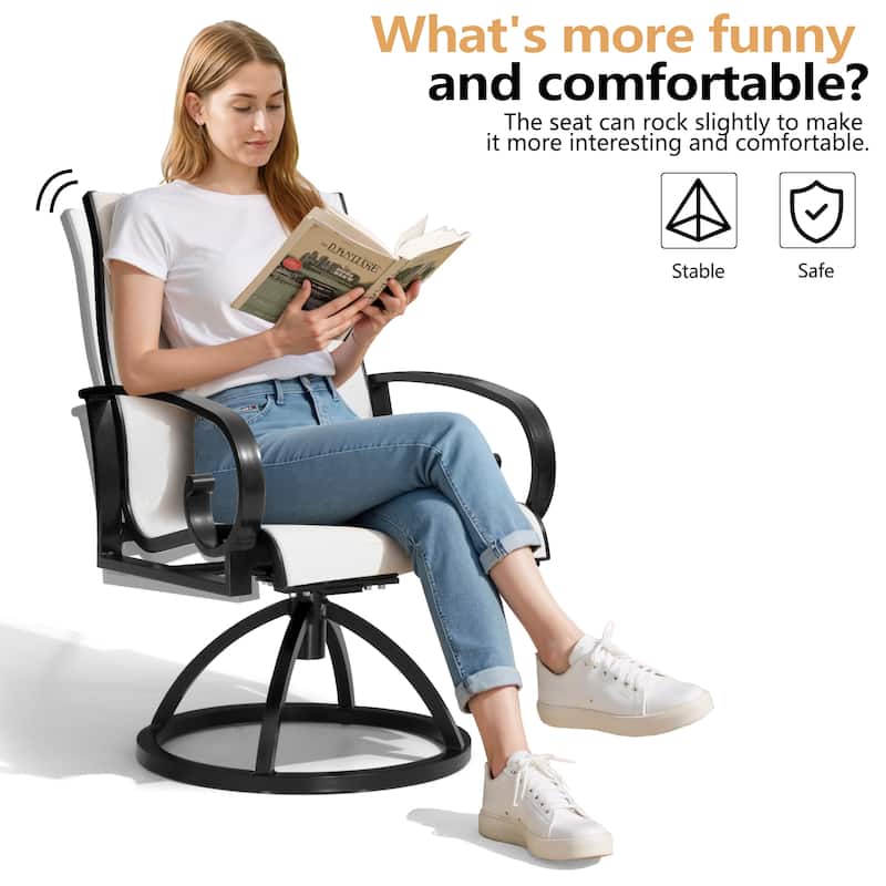 Outdoor Aluminum Patio Swivel Dining Chairs with Sunbrella Fabric