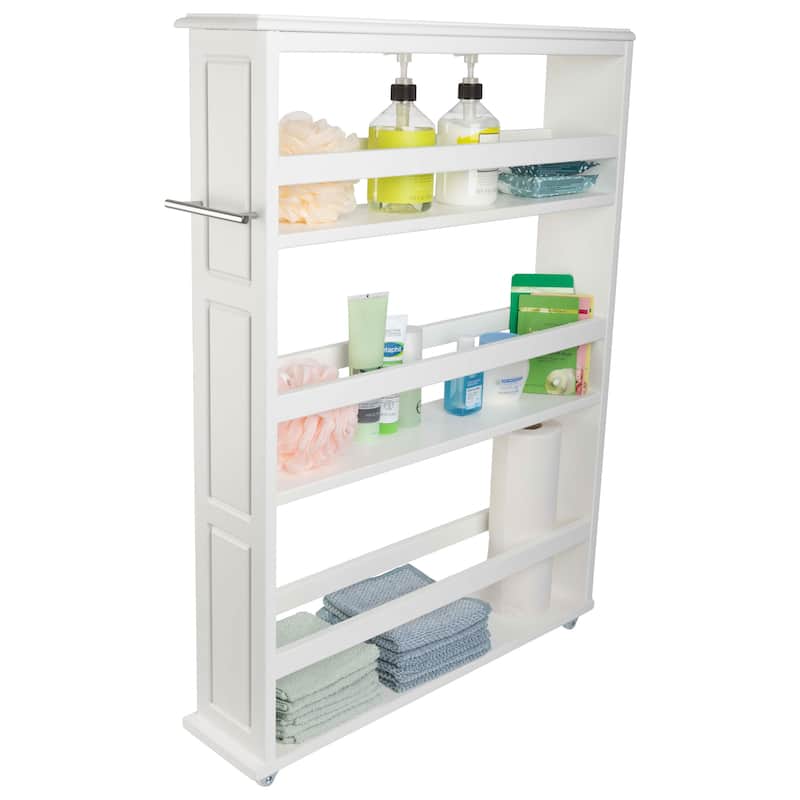 Lavish Home 4 Tier Slim Rolling Storage Cart with Handle and Wheels