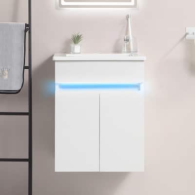 Sleek 16" Wall-Mounted Bathroom Vanity with Sink and Ample Storage