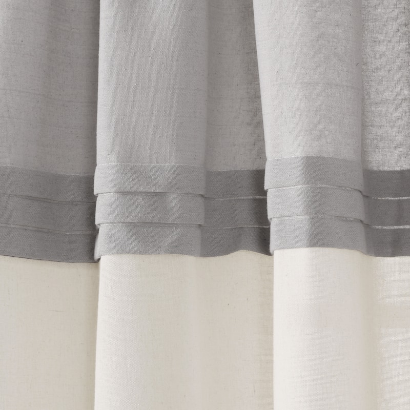 Lush Decor Farmhouse Faux Linen Colorblock Pleated Window Curtain Panel Pair - 84" x 40"