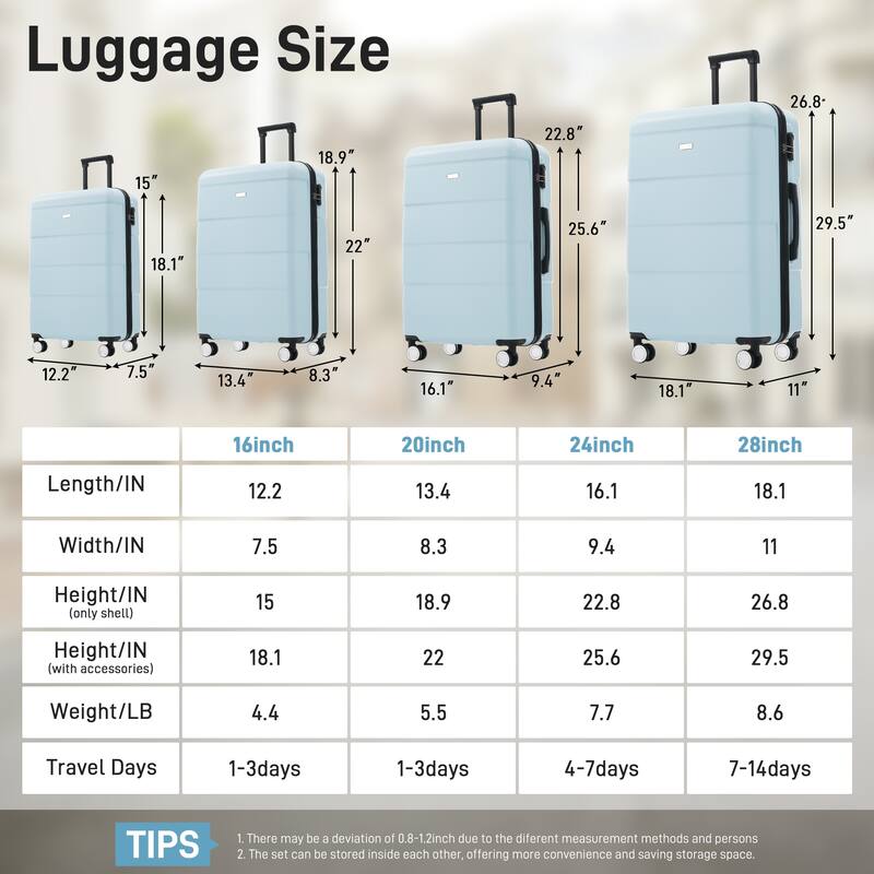 Hardshell Luggage Sets 6 Piece with 2 Bags,Carry on Suitcase with Handle Password Lock Double Spinner Wheels