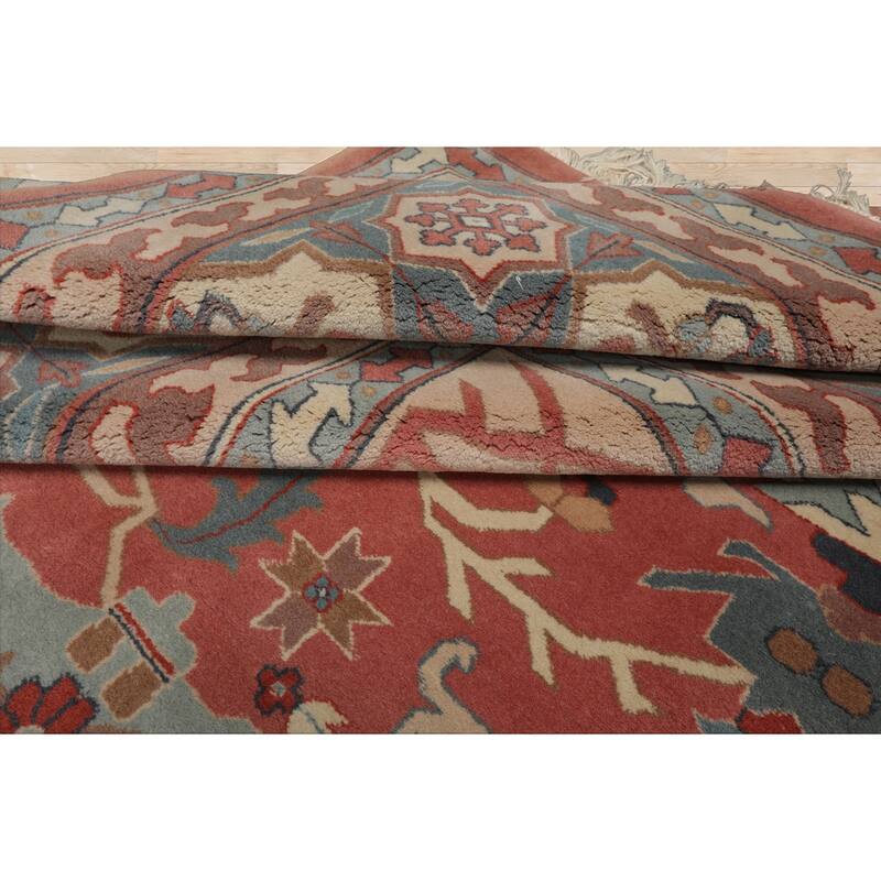 9x12 Hand Knotted Wool Rose Heriz Plush Pile Pande Cameron Pile Rug - 9' x 12'