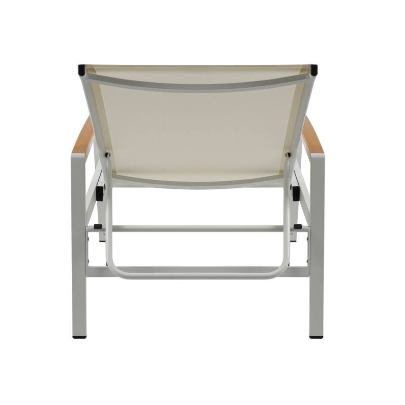 Roomfitters Oaxton Outdoor Aluminum Chaise Lounge with Mesh Seat, Adjustable Recliner, Set of 2