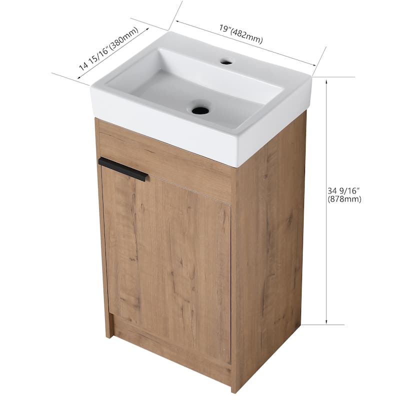 Bathroom Vanity With Sink In 16/18 Inch, Freestanding Bathroom Vanity With Soft Close Door