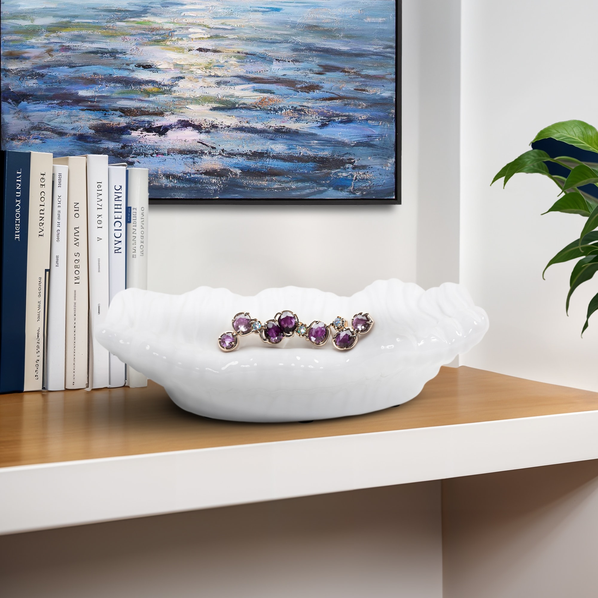 Allan Andrews Hand Finished Glossy White Ceramic Flowing Wave Tray