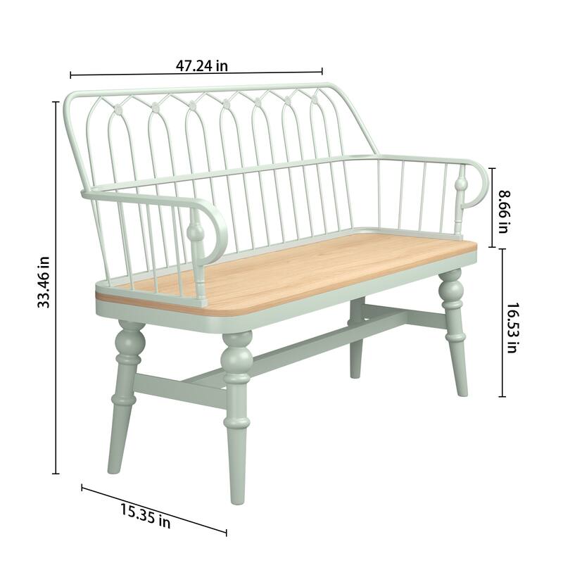 Modern Farmhouse Metal Spindle Back Bench