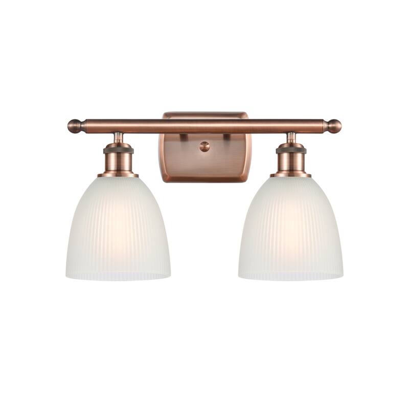 Innovations Lighting Castile 2 Light 16" Wide Bathroom Vanity Light - Antique Copper / White