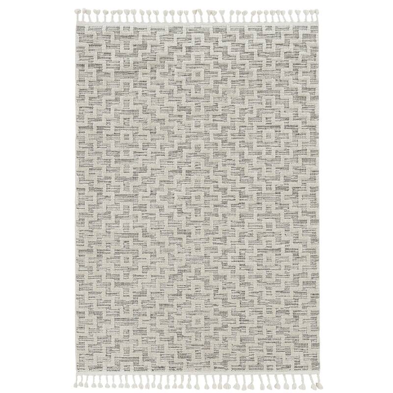 The Curated Nomad Roehamp Textured Moroccan Rug with Fringe - 3'3" x 4'11"