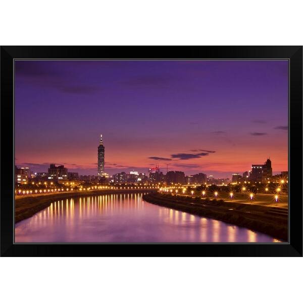 Shop Taipei Skyline At Dusk Taiwan Black Framed Print On Sale Overstock 30202396