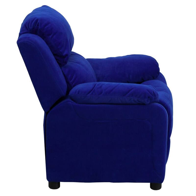 Deluxe Padded Contemporary Kids Recliner with Storage Arms