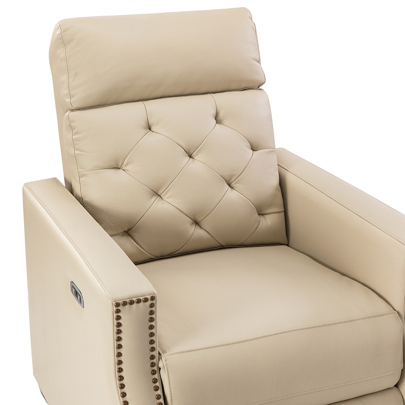 Alina 31.50" Wide Genuine Leather Power Recliner with USB Port