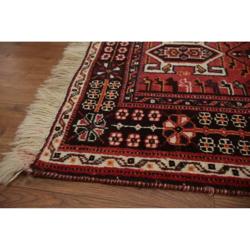 Hand Knotted Oriental 100% Wool Carpet Traditional Medallion Greys & Charcoal Shiraz Area Rug - 9' 11'' X 6' 8''