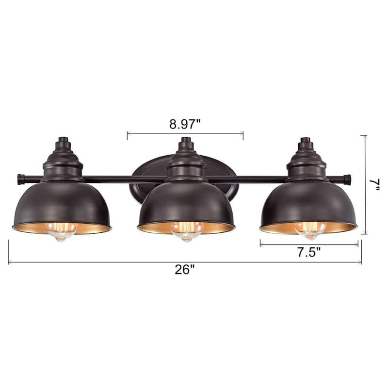 Barberal 3 Light Farmhouse Bathroom Vanity Wall Light