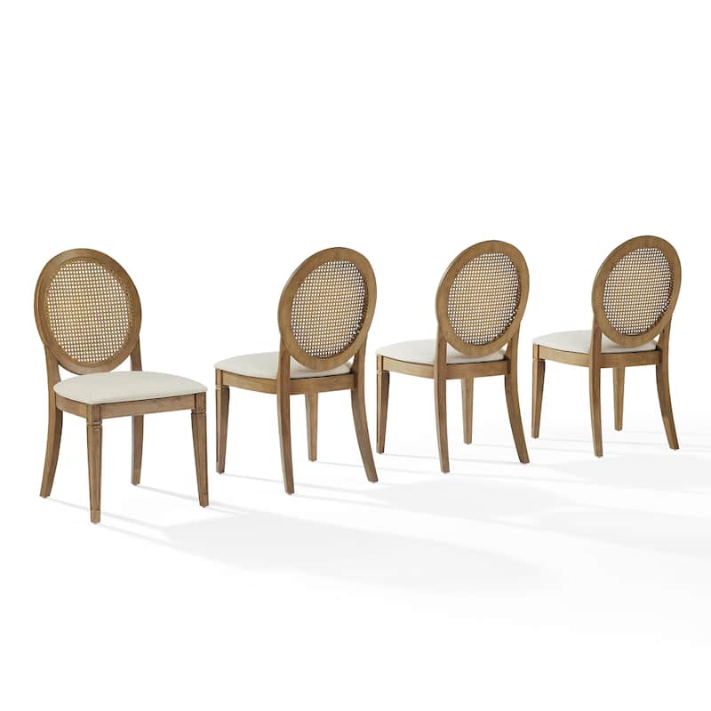 Crosley Katia 4-Piece Upholstered Cane-Back Dining Chair Set