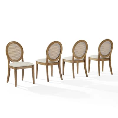 Crosley Katia 4-Piece Upholstered Cane-Back Dining Chair Set