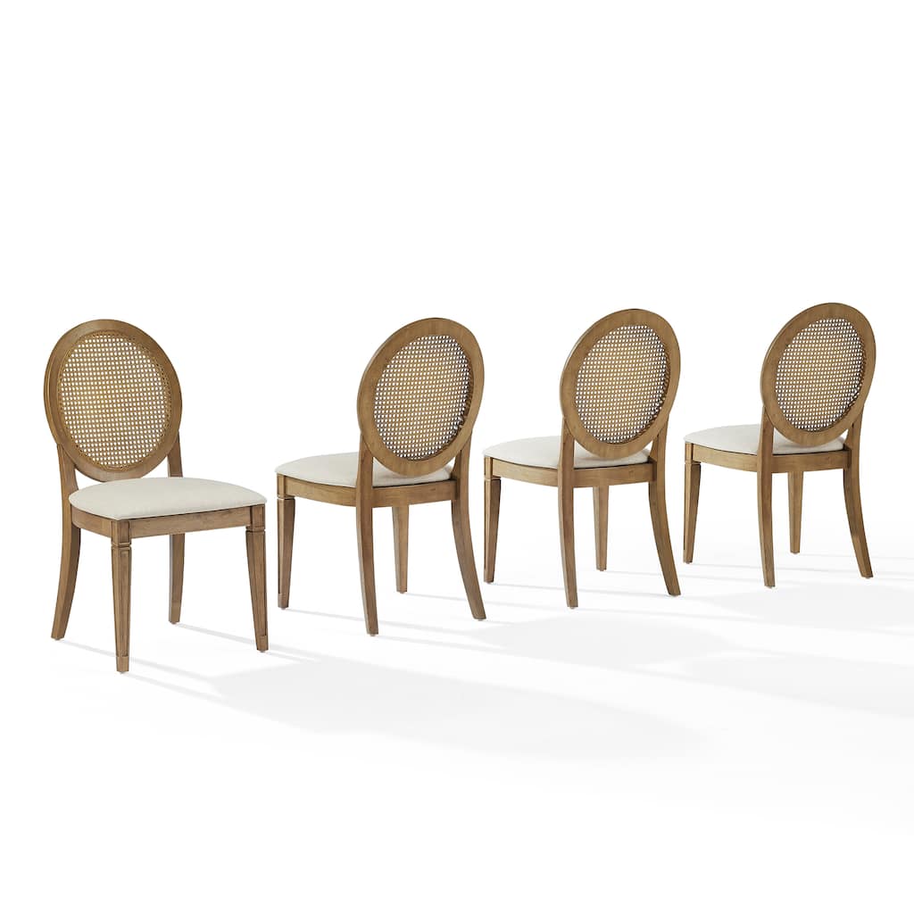 Crosley Katia 4-Piece Upholstered Cane-Back Dining Chair Set