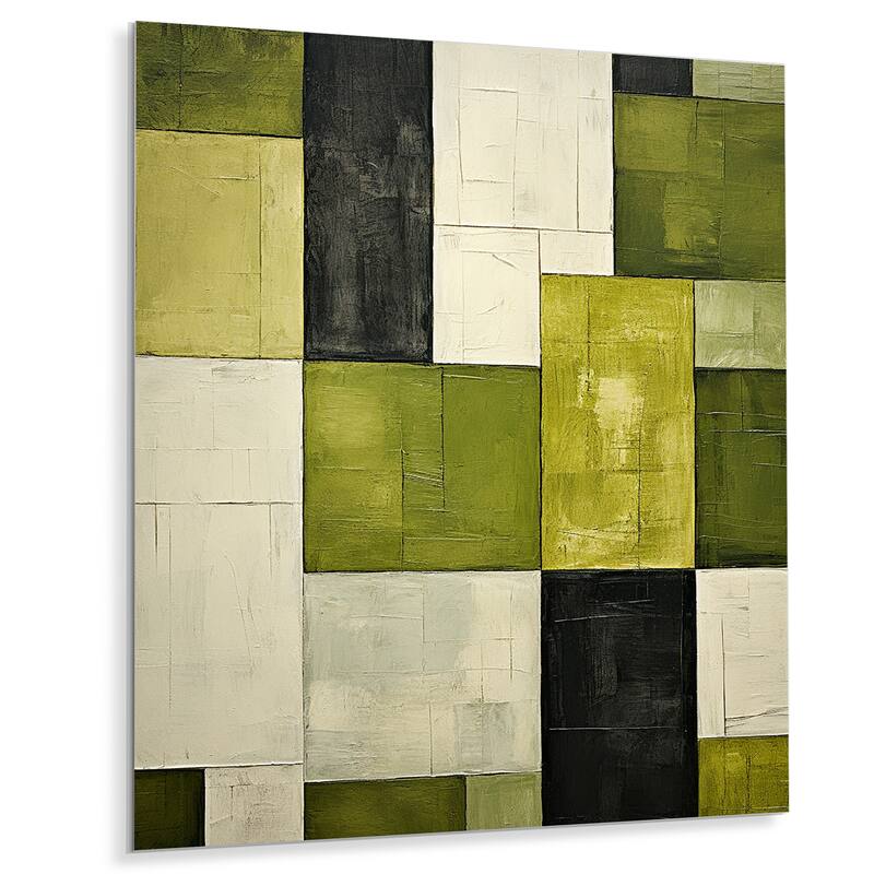 Designart "Green Eco Friendly Cubic Collage III" Solar Panels Metal Wall Art Green Wall Décor Industrial Metal Art Work
