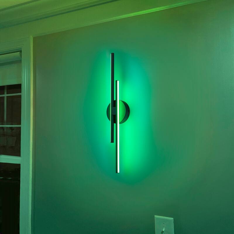 Minimalist 2-Light Dimmable LED Vanity Light Linear Metal Wall Sconce