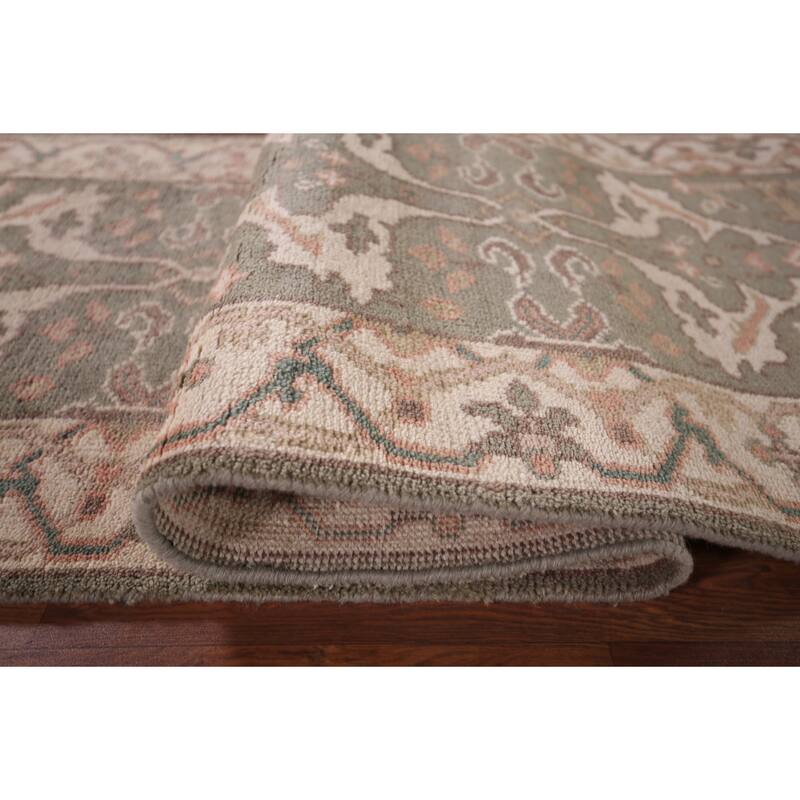 Green Oushak Oriental Runner Rug Handmade Wool Carpet - 2'7"x 9'11"