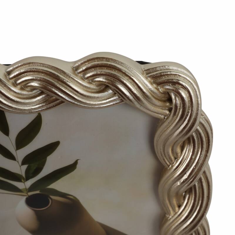 Decorative Resin and Glass Frame Twisted Rope Design - 5"x7", Gold