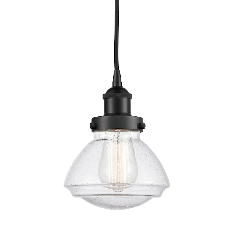 Innovations Lighting 616-1PH-9-7 Olean Pendant Olean 7" Wide Mini - Matte Black / Seedy