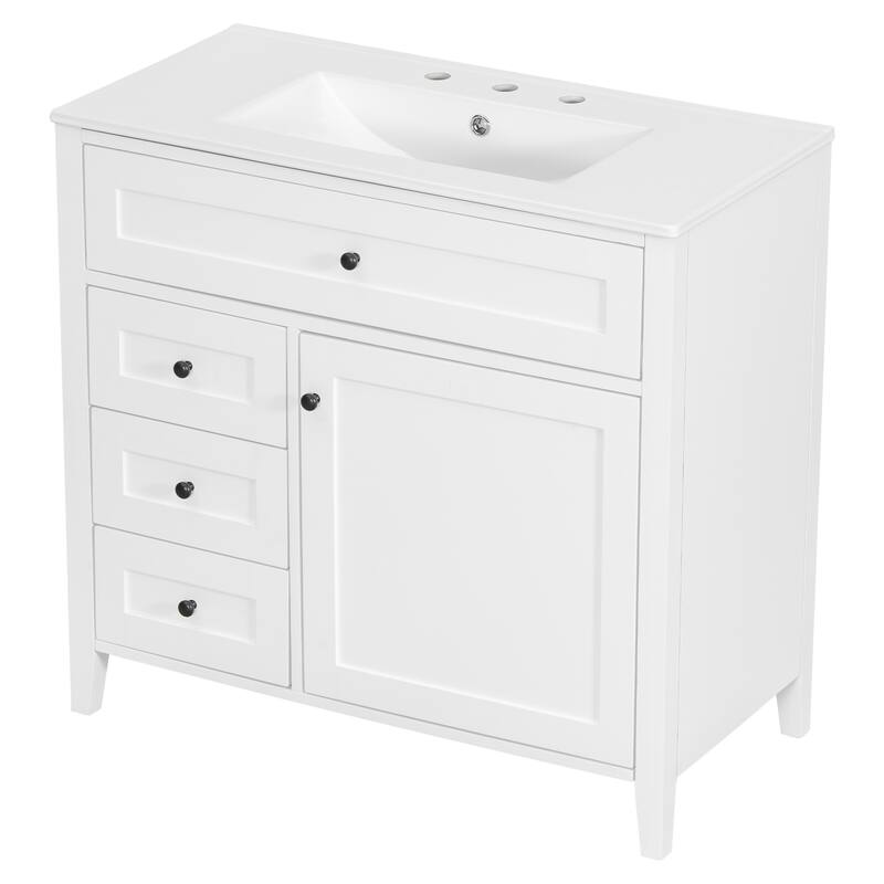 30/36 Inch Bathroom Vanity, Bathroom Sink Cabinet, Freestanding Bathroom Storage Cabinet with Ceramic Basin
