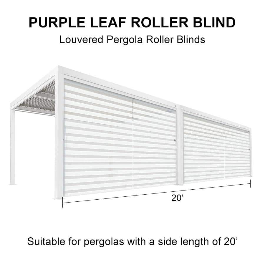 PURPLE LEAF White Louvered Pergola Accessories Roller Blinds, Strip Light and Shutter Wall(Pergola Not Included)