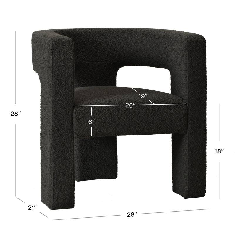 KINWELL 28" W Boucle Upholstered Square Armchair Sherpa Side Chair