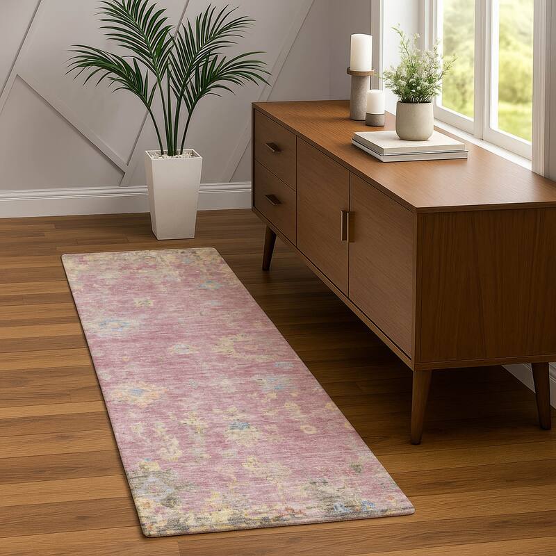 Machine Washable Indoor/ Outdoor Vintage Traditional Chantille Rug