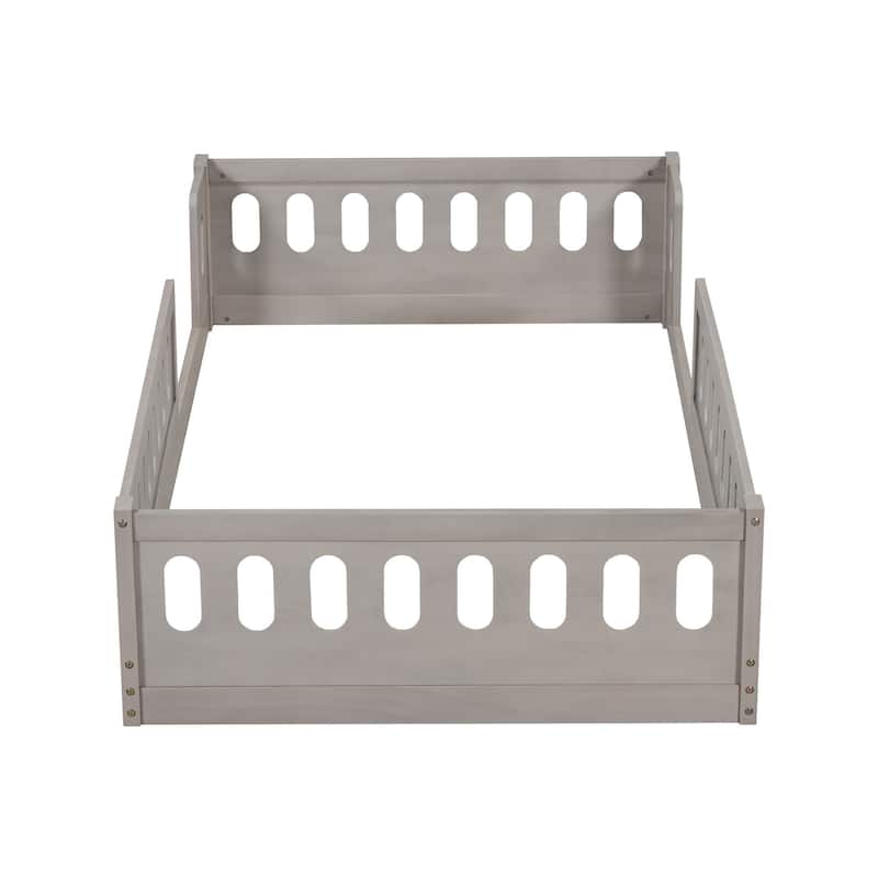 Wood Twin Size Platform Bed with Guardrail