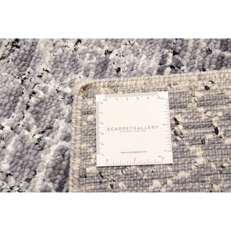 ECARPETGALLERY Hand-knotted Silk Shadow Dark Grey Viscose, Wool Rug - 4'0 x 5'11