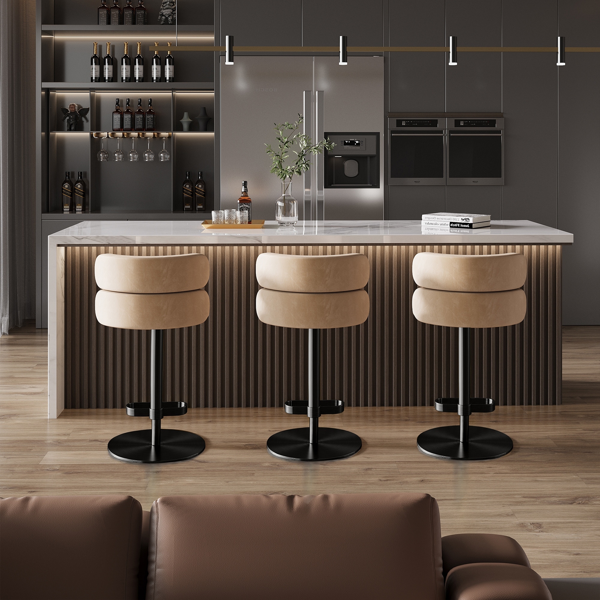 Modern Velvet Counter Bar stool with Height Adjustable and Swivel On Sale Bed Bath Beyond 33683216