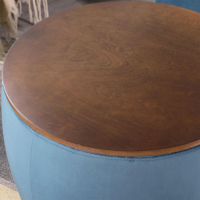 Round Ottoman Set with Storage, 2 in 1 combination