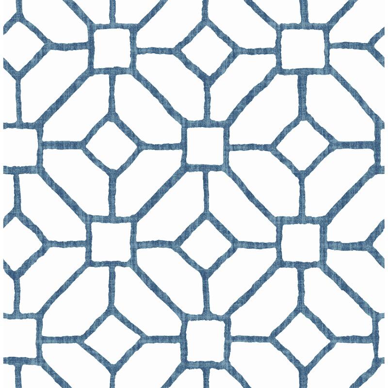 A-Street Prints Addis Blue Trellis Wallpaper