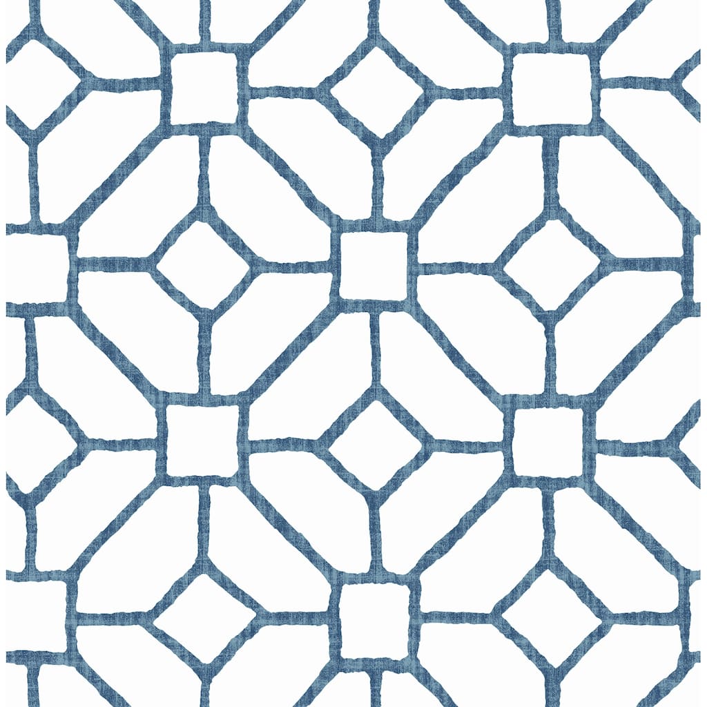 A-Street Prints Addis Blue Trellis Wallpaper