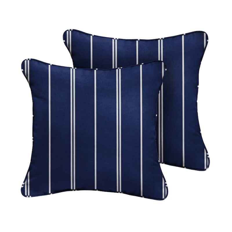 Striped Navy Corded Square Pillows (Set of 2) by Havenside Home