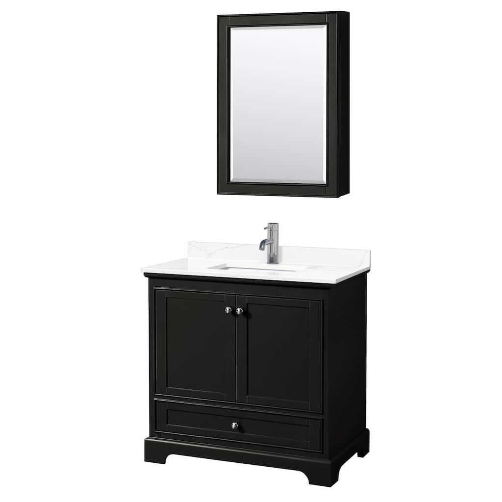 Wyndham Collection WCS202036S-QTZ-UNSMED Deborah 36" Free Standing