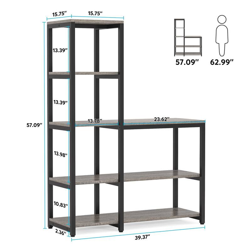 5-Tier L Shaped Kitchen Bakers Rack with Storage Shelf