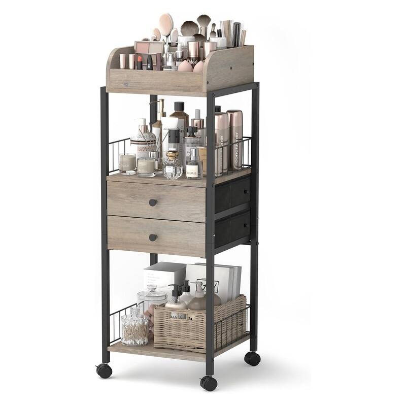 Makeup Organizer, Floor Skincare Organizers, Make Up Organizers - ‎12"D x 15"W x 31.5"H - Black