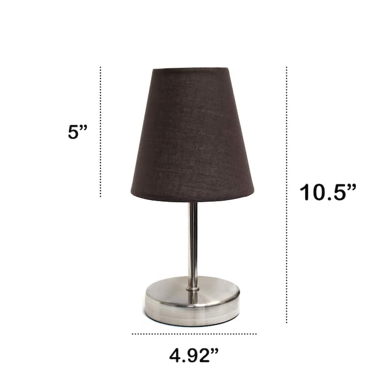 10.5" Petite Metal Stick Lamp in Sw Nickel w Fabric Shade