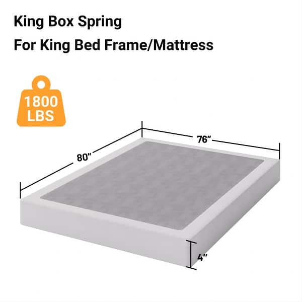 dimension image slide 2 of 4, 4 Inch Metal Box Spring With Grey Cover, Basics Mattress Foundation