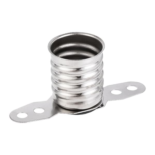 E10 Lamp Socket, DC 30V 2Pin Bulb Holder Screw Base w Mounting Plate Silver Tone Bed Bath