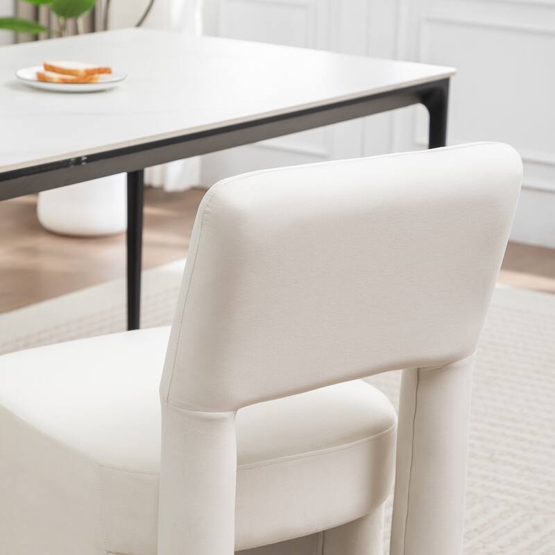 SEYNAR Modern Velvet Upholstered Armless Dining Chair Set of 2