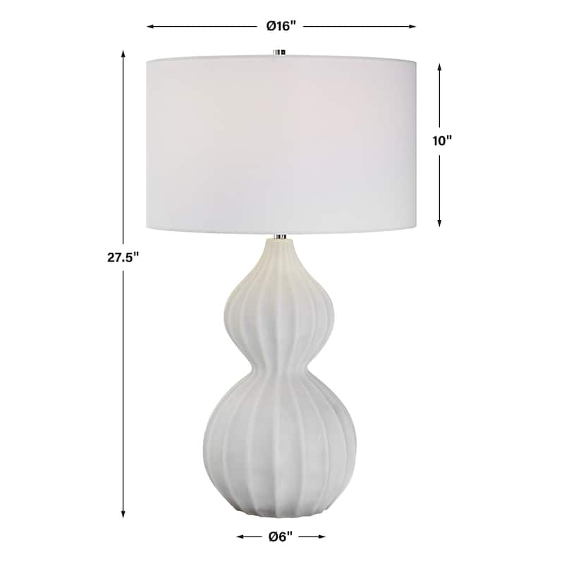 Scalloped Ridge Table Lamp with Drum Shade - 27.5" - Cream